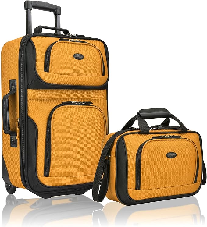 U.S. Traveler Rio Rugged Fabric Expandable Carry-on Luggage Set