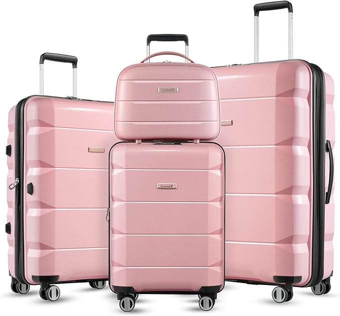 LUGGEX Pink Luggage Sets 4 Piece